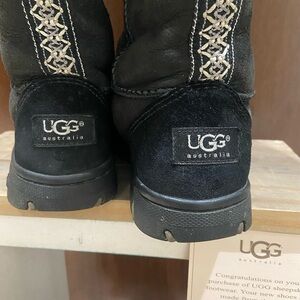 UGG Ultimate tall Braid Black Suede Boots in box